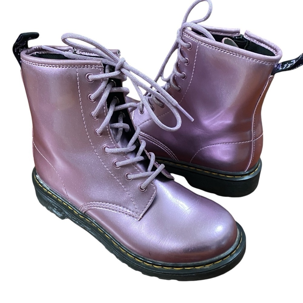 Doc Martens Sz 6 L Pascal Pink Patent Leather 1460 Y Lace Up Boots Shoes